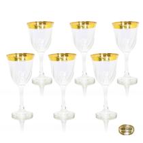 Conj Taças Vinho Cristal Italiano Ouro Prensado Grego Conj Taças Vinho Cristal Italiano Ouro Prensado Grego