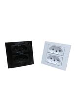 Conj tomada dupla p/ moveis alumbra 2P+T branca preta 20A Conj tomada dupla p/ moveis alumbra 2P+T branca preta 20A