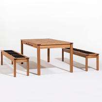 Conj Trama Mesa + 02 Bancos Corda Preta Jatobá 180cm - 78575