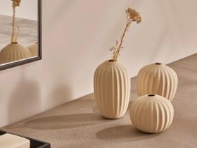 Conj Trio Kit Vasos Decorativos Em Cerâmica Bege Enfeite Sala Jantar Centro Mesa Boho Chic Plantas