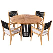 Conj. Tune Mesa de Jantar + 04 Cadeiras Corda Preta - 72517