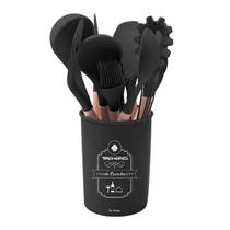 Conj. Utensílios Cozinha Silicone Madeira 7 Peças