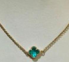 Conjto Semijóias: Colar Chocker, Pingente 18k trevo Verde Ouro antialergico
