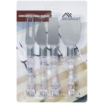 Conju p/ queijo e frios c/ 2 facas + espatula e garfo inox