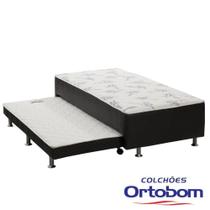 Conjugado Solteiro com Cama Auxiliar material sintético Preto 88x188x37 Ortobom