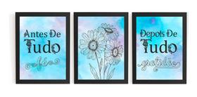 Conjuneto De Quadros Inspiradores Azul Paz Armonia