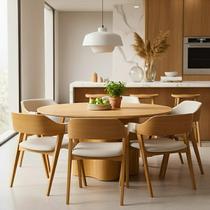 Conjunro Jantar Mesa Palmas Redonda c/ 6 Caderias Linha Alta