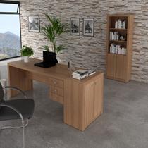 Conjunti Escritório Mesa com Armários 2 Portas 3 Peças Amêndoa