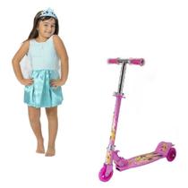 Conjuntinho Fantasia Vestido Princesa Do Gelo + Patinete - DM Toys Conjuntinho Fantasia Vestido Princesa Do Gelo + Patinete - DM Toys