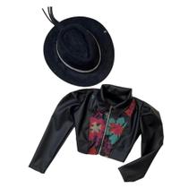 Conjuntinho Infantil Jaqueta Bordada E Chapéu Country Strass