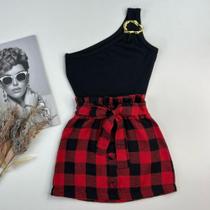 Conjuntinho Infantil Roupa Festa Junina Blusa Mula Manca E Saia Xadrez Roupa Country Conjuntinho Infantil Roupa Festa Junina Blusa Mula Manca E Saia Xadrez Roupa Country