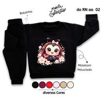 Conjuntinho Moletom Infantil Bebê Menino Peluciado Roupa Inverno Flanelado Abrigo Algodão Premium