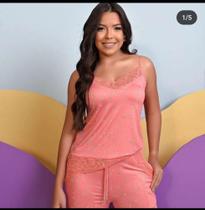 Conjuntinho Pijama (Blusa de alça e Short) feminino de malha fria na cor rosa tamanho M Conjuntinho Pijama (Blusa de alça e Short) feminino de malha fria na cor rosa tamanho M