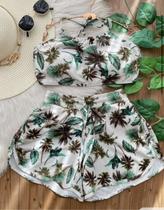 Conjuntinho top e shorts estampados P Conjuntinho top e shorts estampados P