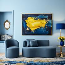 Conjunto 01 Poltrona + Sofá Curvo Orgânico Nature Gaia Suede Azul Royal - Montanaris Decor