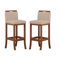 Conjunto 02 Banqueta em Madeira Maciça Londres Baixa CCS Interiores Conjunto 02 Banqueta em Madeira Maciça Londres Baixa CCS Interiores