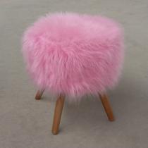 Conjunto 02 Banqueta Pufe Pelúcia Pelo Alto