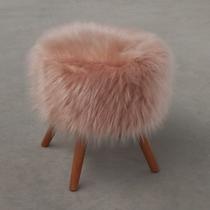 Conjunto 02 Banqueta Pufe Pelúcia Pelo Alto