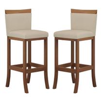 Conjunto 02 Banquetas Alta em Madeira Maciça Paris CCS Interiores Pinhão