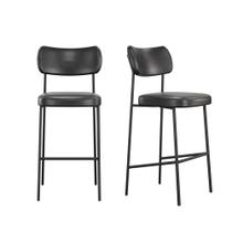 Conjunto 02 Banquetas Altas Mona material sintético Preto - SSX Multicoisas Conjunto 02 Banquetas Altas Mona material sintético Preto - SSX Multicoisas