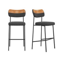 Conjunto 02 Banquetas Altas Mona material sintético Whisky e Grafite - SSX Multicoisas