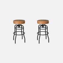 Conjunto 02 Banquetas de Aço 70cm Giratória Paris Preto/Caramelo