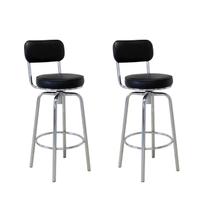 Conjunto 02 Banquetas Giratória em Aço Capadócia Yescasa Prata/Preto/Cromado