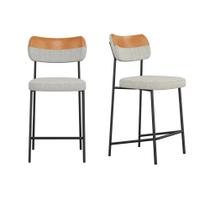 Conjunto 02 Banquetas Medias Mona material sintético Whisky e Cinza - SSX Multicoisas