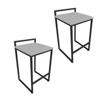Conjunto 02 Banquetas Pietra Suede Base Preto Cinza Conjunto 02 Banquetas Pietra Suede Base Preto Cinza