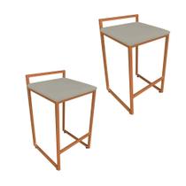 Conjunto 02 Banquetas Pietra Suede Marrom Rato Base Cobre D03 - D'Rossi Conjunto 02 Banquetas Pietra Suede Marrom Rato Base Cobre D03 - D'Rossi