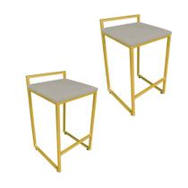 Conjunto 02 Banquetas Pietra Suede Marrom Rato Base Dourado D03 - D'Rossi Conjunto 02 Banquetas Pietra Suede Marrom Rato Base Dourado D03 - D'Rossi