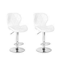 Conjunto 02 Banquetas Slim Material Ecológico Regulagem de Altura - Branca