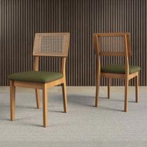 Conjunto 02 Cadeiras de Jantar com Assento Estofado e Encosto com tela Palhinha CA35 Dalla Costa