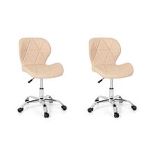 Conjunto 02 Cadeiras Office Eiffel Slim Base Giratória - Nude