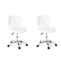 Conjunto 02 Cadeiras Office Slim Base Giratória Branca Conjunto 02 Cadeiras Office Slim Base Giratória Branca