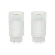 Conjunto 02 Copos Altos Cristal com Fio de Ouro Lines - Wolff