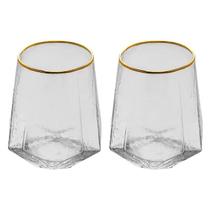Conjunto 02 Copos baixos Cristal de Chumbo com Fio de Ouro Taj 550ml - Wolff