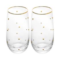 Conjunto 02 Copos Para água De Vidro 300 Ml Balls Fio De Ouro Wolff Conjunto 02 Copos Para água De Vidro 300 Ml Balls Fio De Ouro Wolff