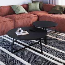 Conjunto 02 Mesas de Centro 60cm e 80cm com pés metálicos 27960 Artesano