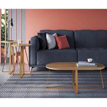 Conjunto 02 Mesas Laterais e 01 Mesa de Centro com pés metálicos Complementos Artesano Conjunto 02 Mesas Laterais e 01 Mesa de Centro com pés metálicos Complementos Artesano