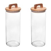 Conjunto 02 Potes De Vidro Com Tampa Hermética De Acácia 1,7l Wolff Conjunto 02 Potes De Vidro Com Tampa Hermética De Acácia 1,7l Wolff