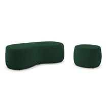Conjunto 02 Puffs Decorativos Living Aisha Orgânico Bouclê Verde - Desk Design Conjunto 02 Puffs Decorativos Living Aisha Orgânico Bouclê Verde - Desk Design