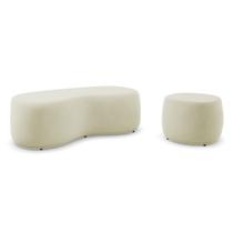 Conjunto 02 Puffs Decorativos Living Aisha Orgânico Suede Bege Claro - Abmaza Conjunto 02 Puffs Decorativos Living Aisha Orgânico Suede Bege Claro - Abmaza