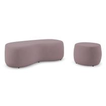 Conjunto 02 Puffs Decorativos Living Aisha Orgânico Veludo Rosê - Abmaza Conjunto 02 Puffs Decorativos Living Aisha Orgânico Veludo Rosê - Abmaza