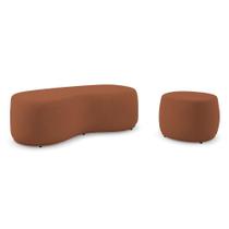 Conjunto 02 Puffs Decorativos Living Aisha Orgânico Veludo Terracota - Abmaza