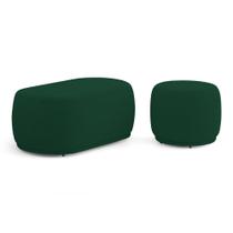 Conjunto 02 Puffs Decorativos Orgânicos Molly Bouclê Verde - Desk Design Conjunto 02 Puffs Decorativos Orgânicos Molly Bouclê Verde - Desk Design