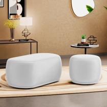 Conjunto 02 Puffs Decorativos Orgânicos Molly material sintético Branco - Abmaza