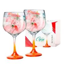 Conjunto 02 Taça de Gin Degrade de Vidro 650ml - Laranja - ruvolo
