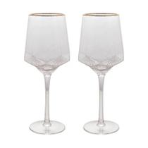 Conjunto 02 taças de Vinho de Cristal de Chumbo com Fio de Ouro Taj 600ml - Wolff