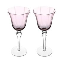 Conjunto 02 Taças para Vinho de Vidro 250ml Rosa Wolff